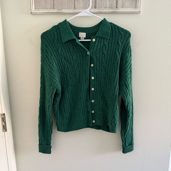 a new day Sweaters - a new day Green Cable Knit Cardigan Sweater